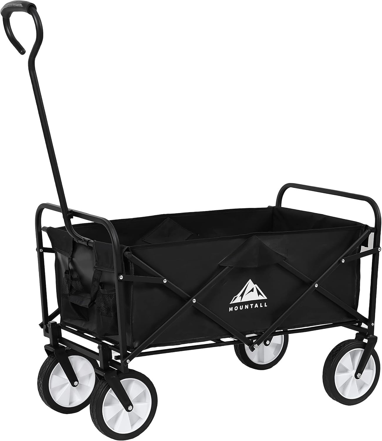 Black Heavy Duty Folding Garden Wagon 90L Festival Camping Trolley 90kg Capacity