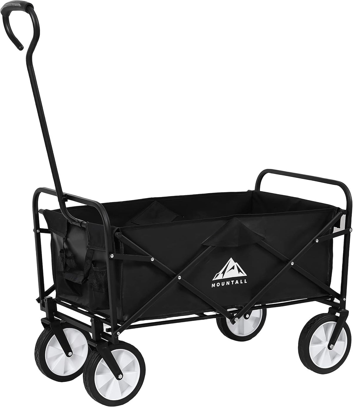 Black Heavy Duty Folding Garden Wagon 90L Festival Camping Trolley 90kg Capacity