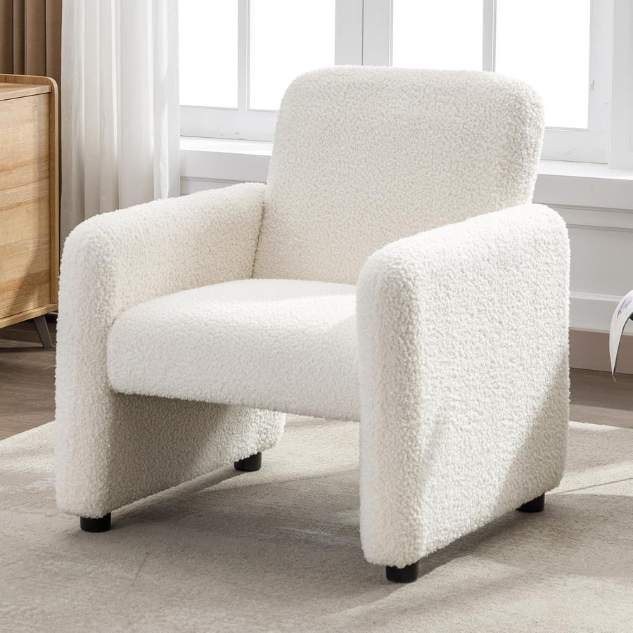 Sherpa Tub Chair White Upholstered Accent Armchair
