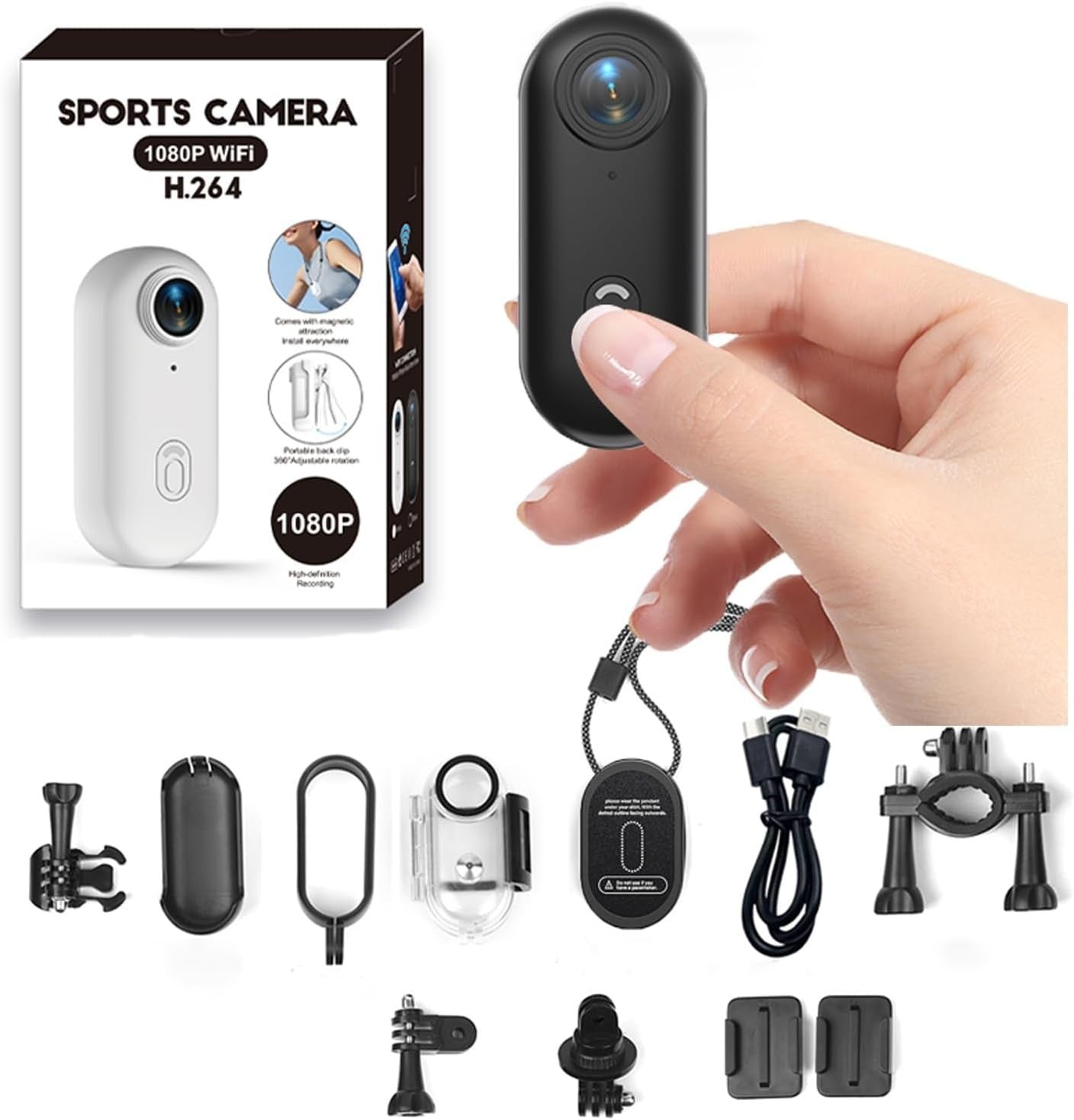 1080P Mini Action Camera WiFi Waterproof Helmet Body Cam Black