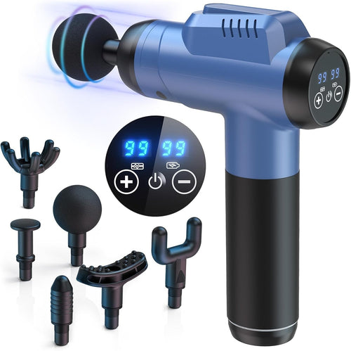 Deep Tissue Massage Gun 99 Speeds Muscle Massager LCD 6 Heads Type-C