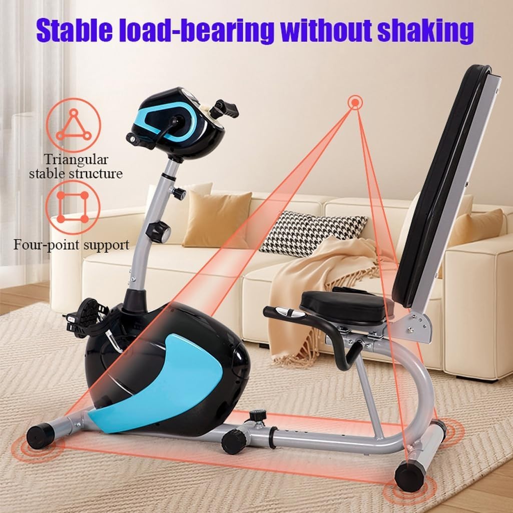 Recumbent Exercise Bike Magnetic Adjustable Seat Arm Leg Trainer Quiet Home