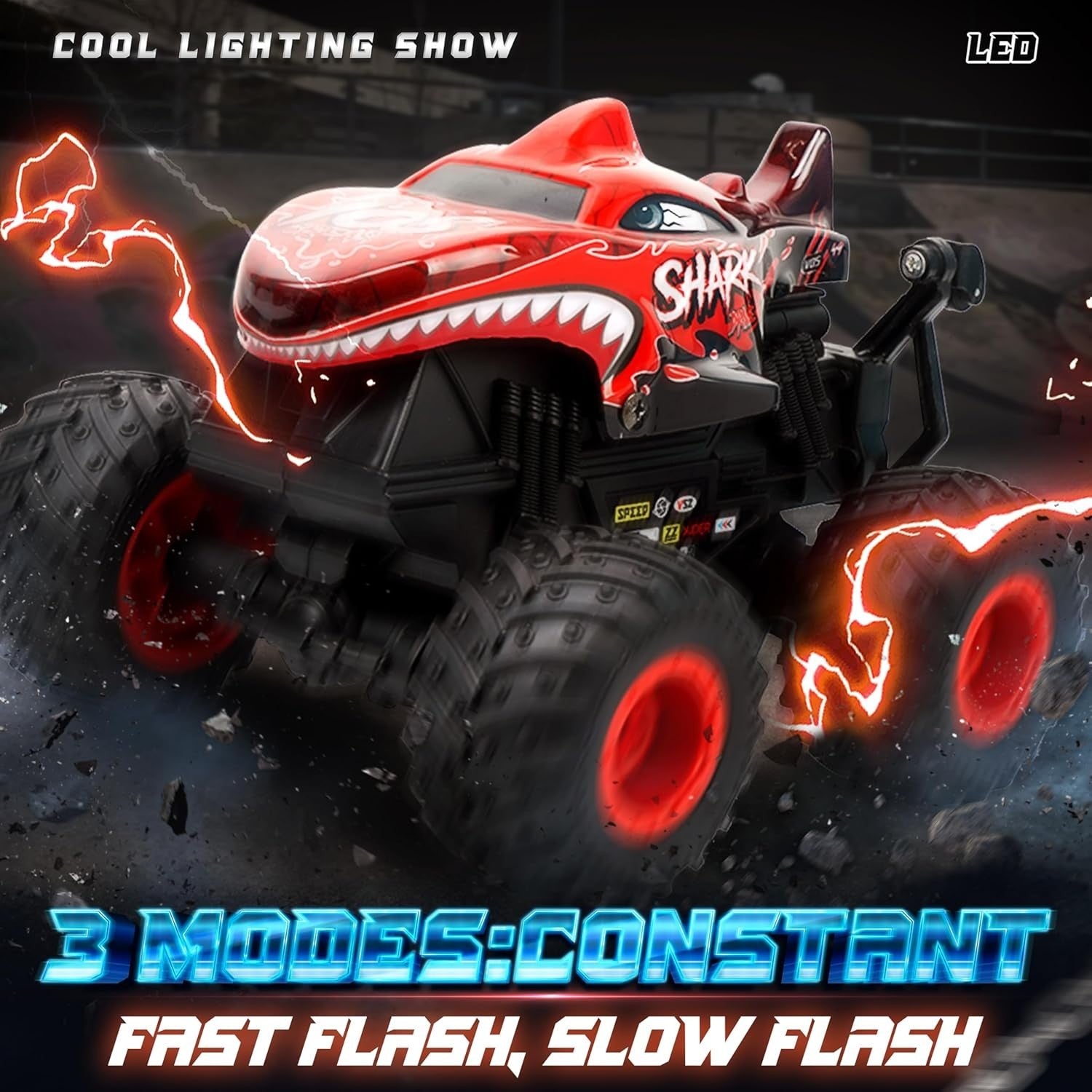 RC Monster Truck Car for Kids 3+ – 360° Spin, LED Lights & Music Toy