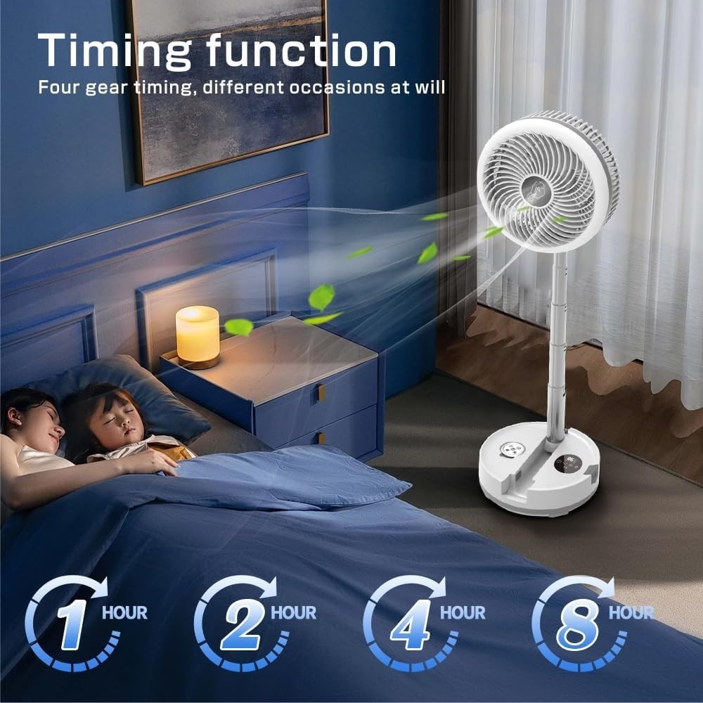 Foldable 10" Rechargeable Fan 40000mAh LED Light Remote 9-Speed Portable Cooling
