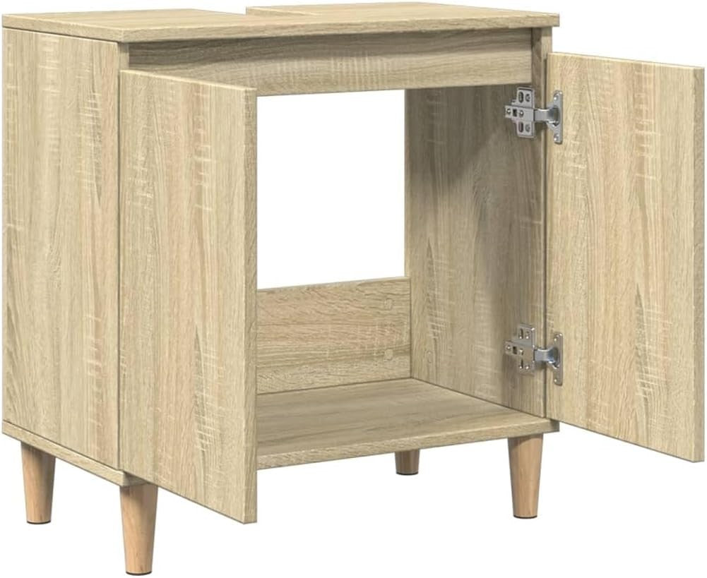 Sonoma Oak Under Sink Bathroom Cabinet 58x33x60cm – Modern Vanity Storage Unit