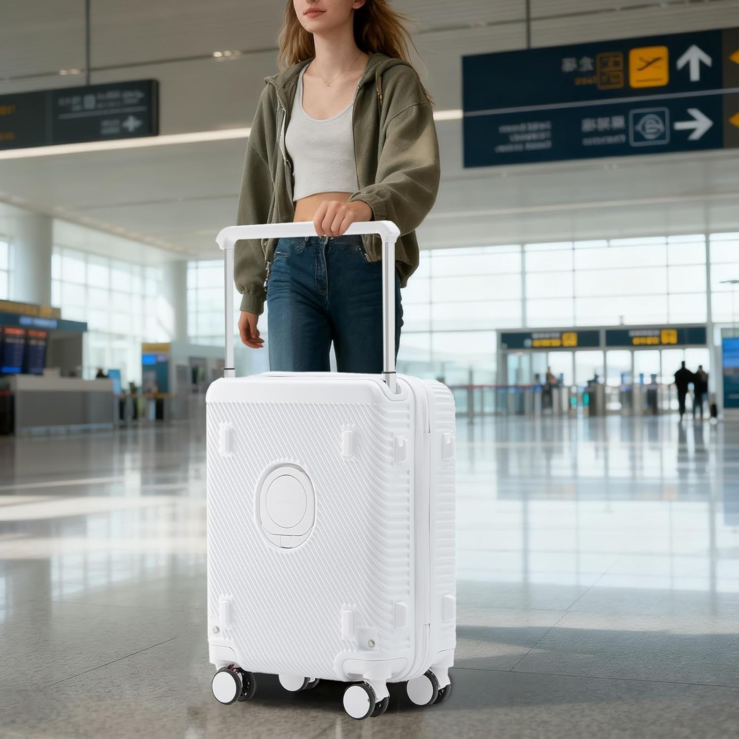 26” Expandable Trunk Hard Shell Checked Suitcase TSA Lock Spinner