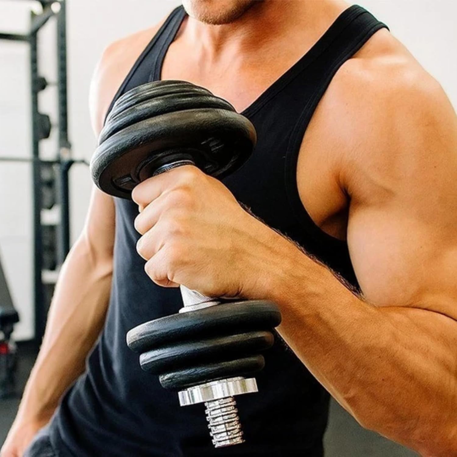 Adjustable Dumbbell & Barbell Set Cast Iron Weights Spinlock Home Gym