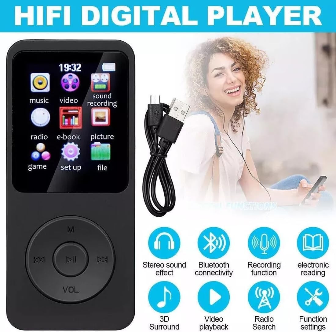 Portable MP3/MP4 Music Player with Bluetooth, HD Speaker & FM – Black
