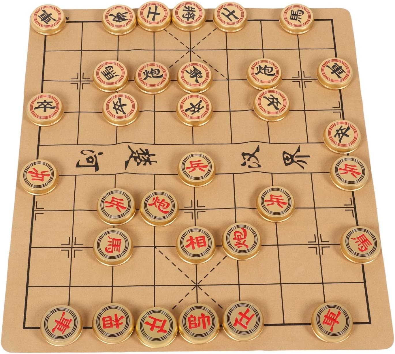 Luxury Xiangqi Chinese Chess Set Aluminum Pieces Folding Board