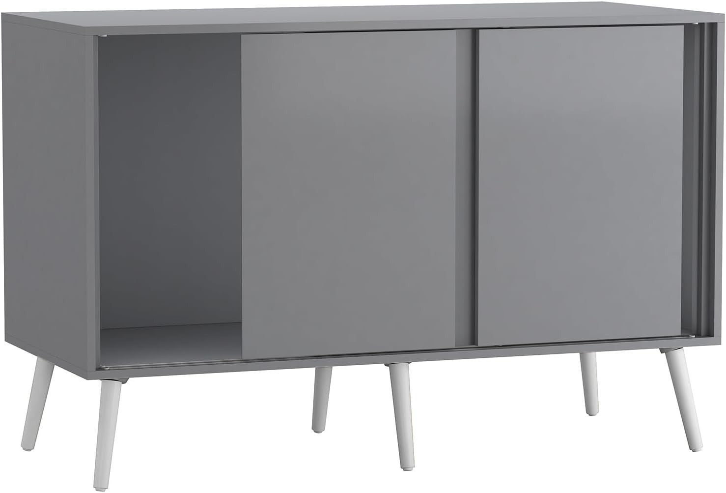 Modern 3-Door Sliding Sideboard Cabinet with Wooden Legs for Living & Dining
