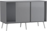 Modern 3-Door Sliding Sideboard Cabinet with Wooden Legs for Living & Dining