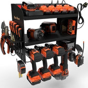 Heavy Duty Wall Mounted Power Tool Organizer Rack with 6-Slot Charging Station
