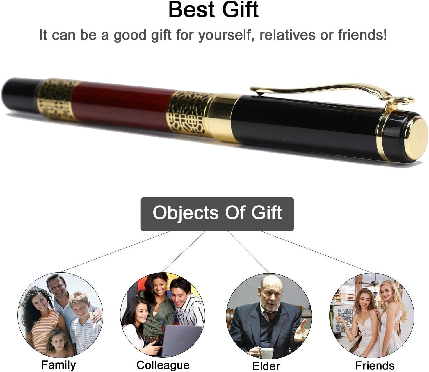2-Pack Luxury Ballpoint Pen Red Medium Tip Smooth Writing Gift Set