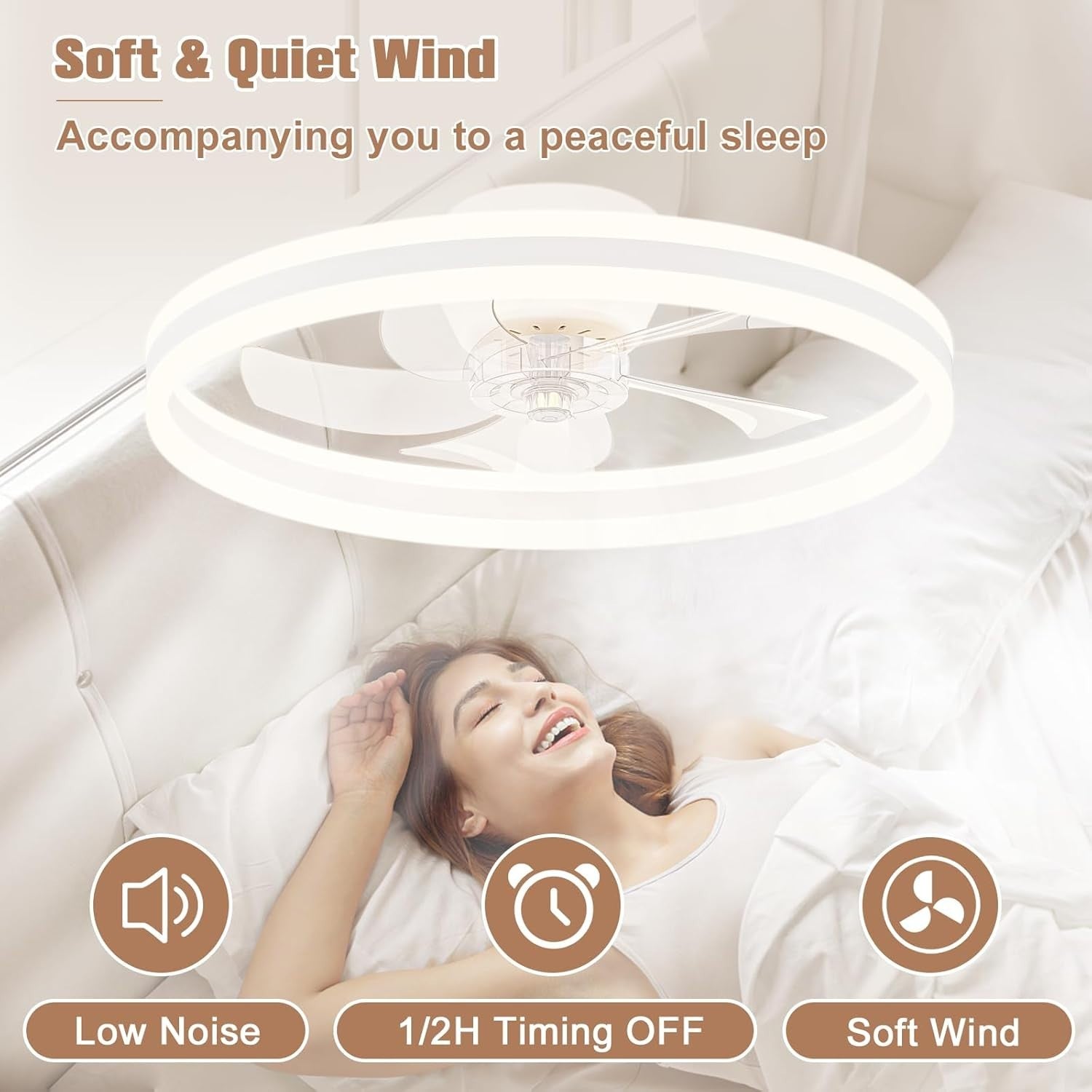 40cm Ceiling Fan with Light, Remote, 6 Speeds, Dimmable, Black