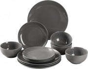 12 Piece Stoneware Dinner Plates Bowls Dishwasher Microwave