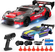 4WD RC Drift Car with Lights, 2 Shells, 2 Batteries & Cones – 40mins