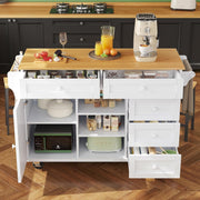 Multi-Level Kitchen Trolley with Drawers & Shelves, Mobile Food Cart 134x46x92cm
