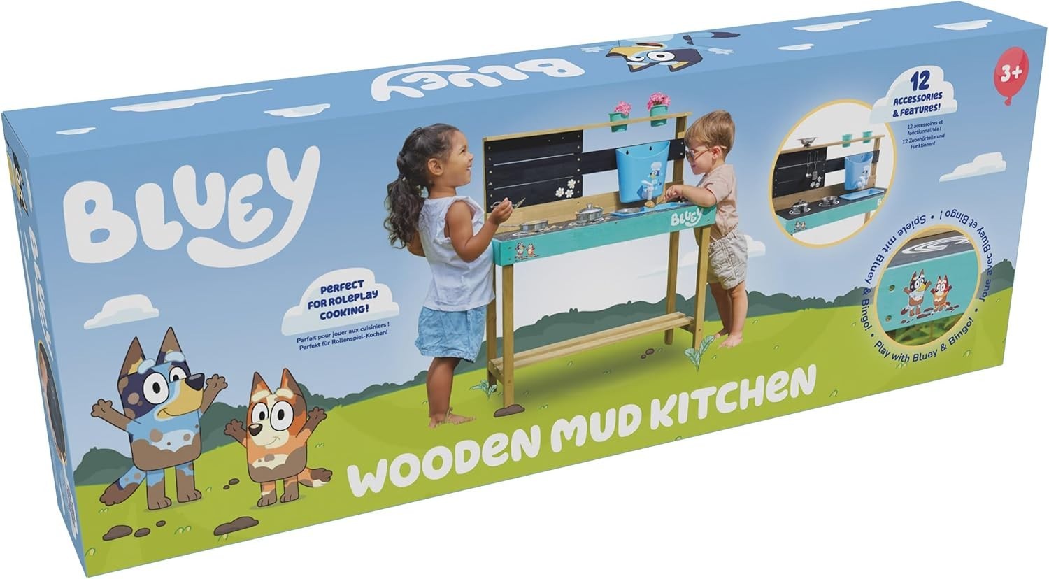 Wooden Mud Kitchen Outdoor Playset w/ Sink Utensils Garden Toy