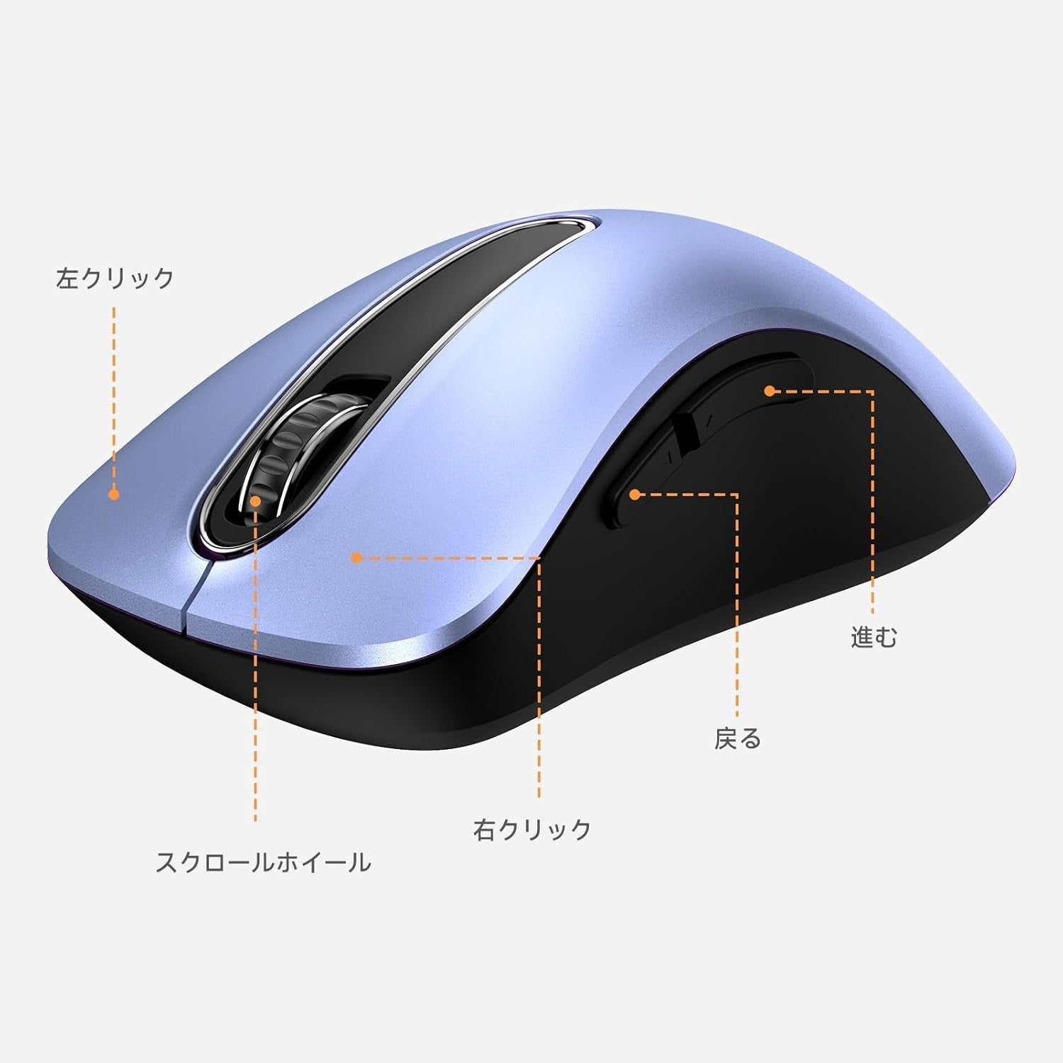 Navy Blue Wireless Mouse 1200 DPI USB 2.4G 5 Button Laptop
