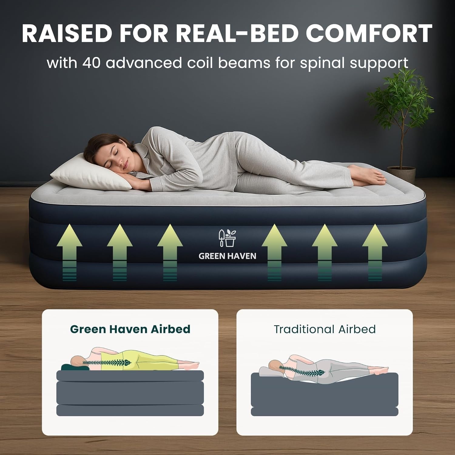Single Air Bed Built In Electric Pump Raised Inflatable Black Mattress Camping