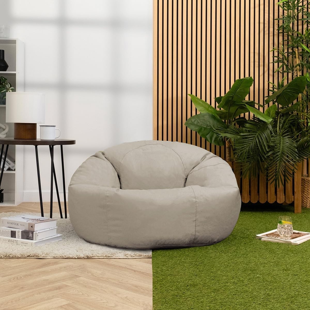 Waterproof Beige Outdoor Bean Bag Chair Garden Seat Floor Lounger