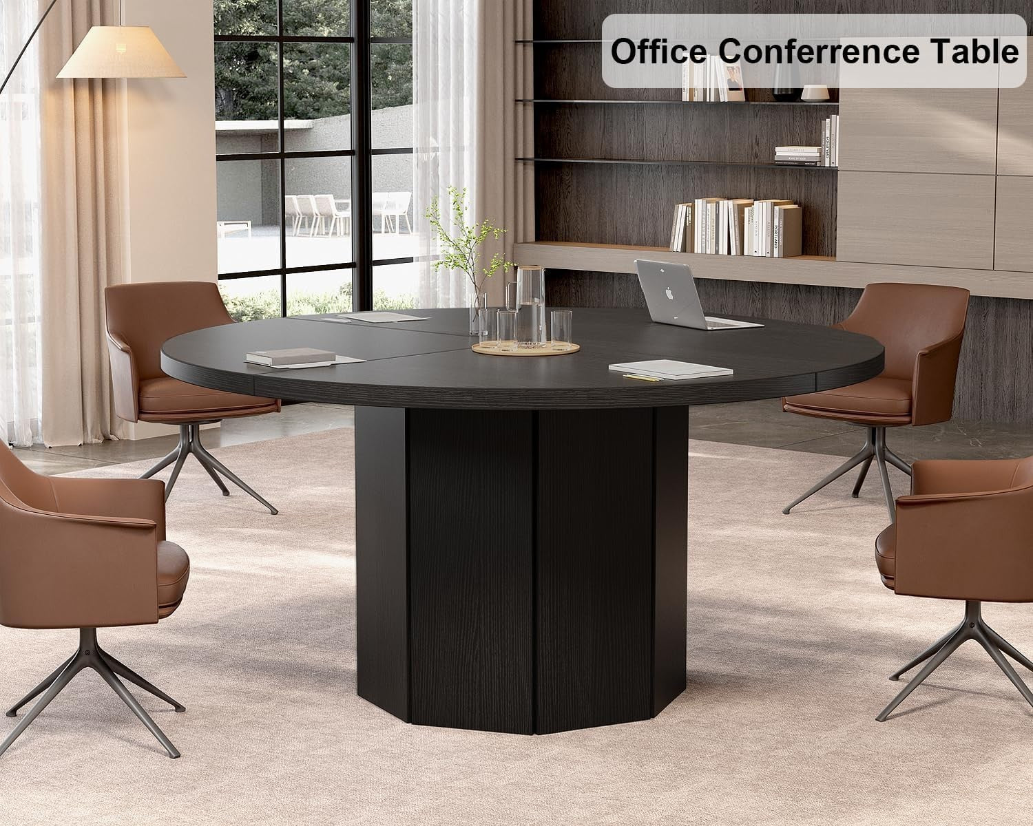 Black Oak Marble Dining Table 4-6 Seater Modern Kitchen 120cm