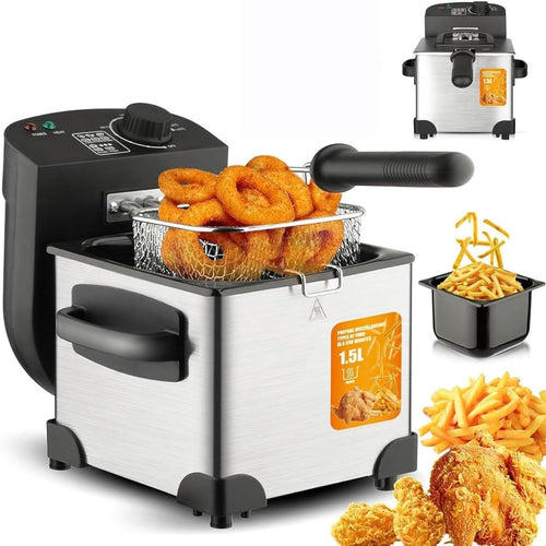 1.5L Electric Deep Fat Fryer 2000W Stainless Steel Temp Control