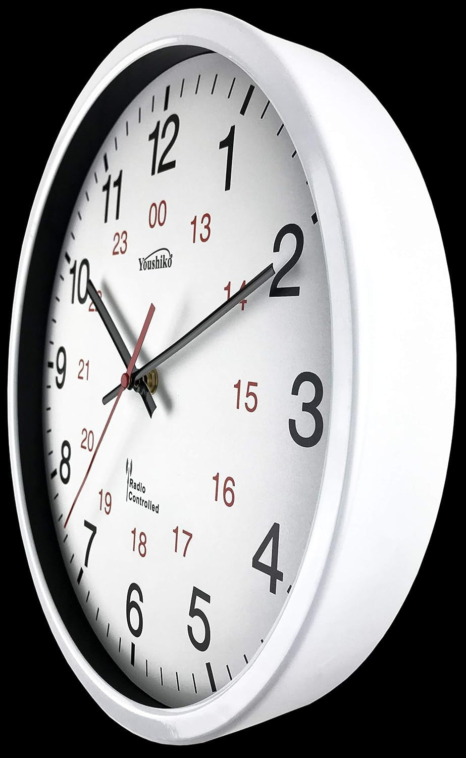 Large Radio Controlled Wall Clock 30cm Silent Sweep White Metal Modern Design