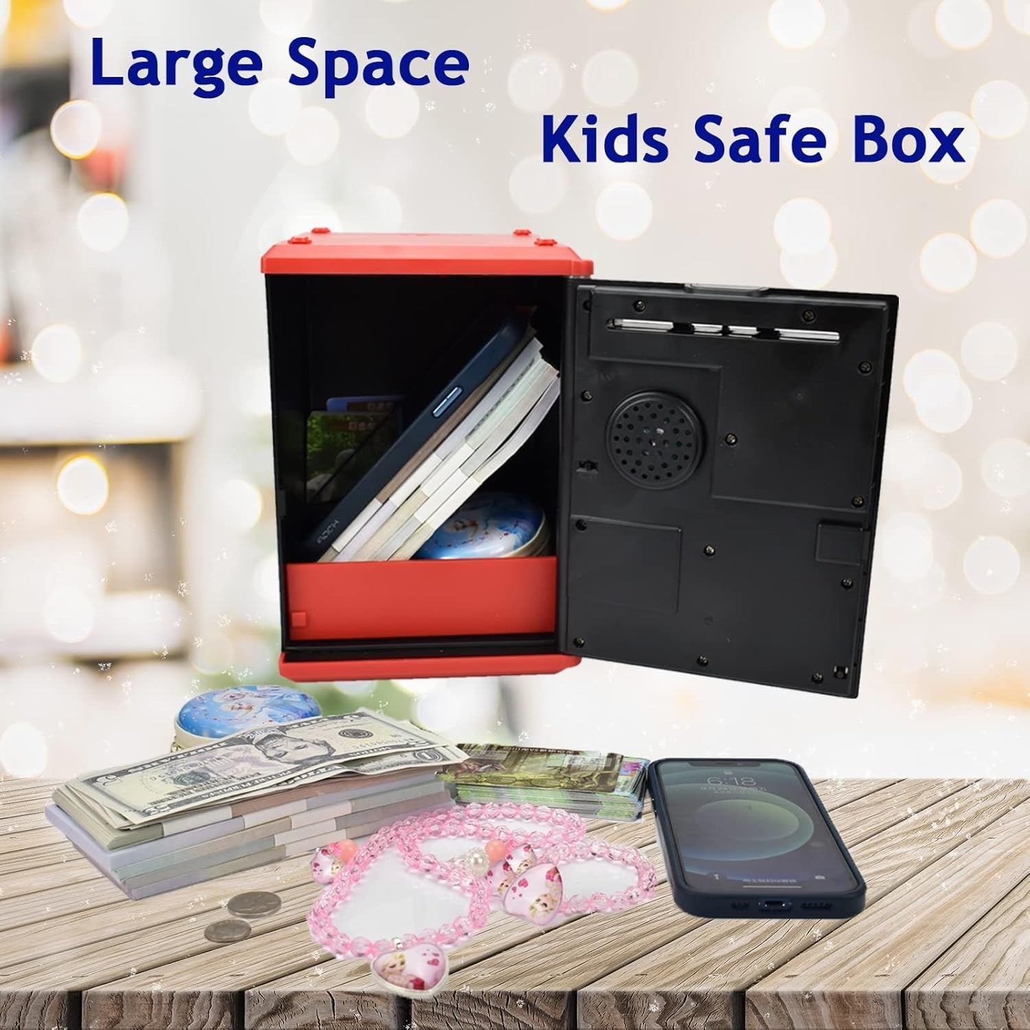 Kids Fingerprint Money Safe ATM Piggy Bank Password Coin Saving Box