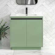 800mm Mint Green Floor Standing Vanity Unit with Basin Sink 2 Door Cabinet