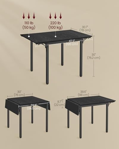 Space-Saving Folding Drop Leaf Dining Table Extendable 2-4 Seats