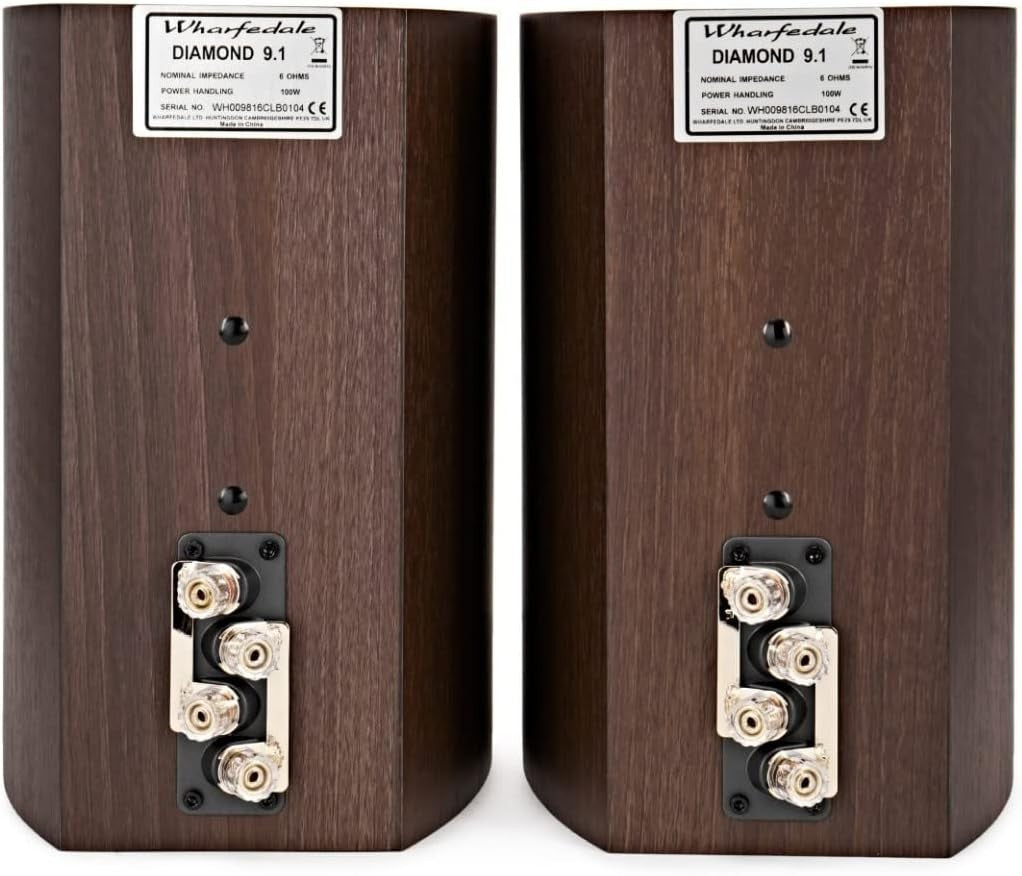 Wharfedale Diamond 9.1 100W Bookshelf Speakers Pair Walnut Finish