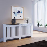 Extra Large Radiator Cover Cabinet White Slat MDF Modern Heater Shelf Home Decor