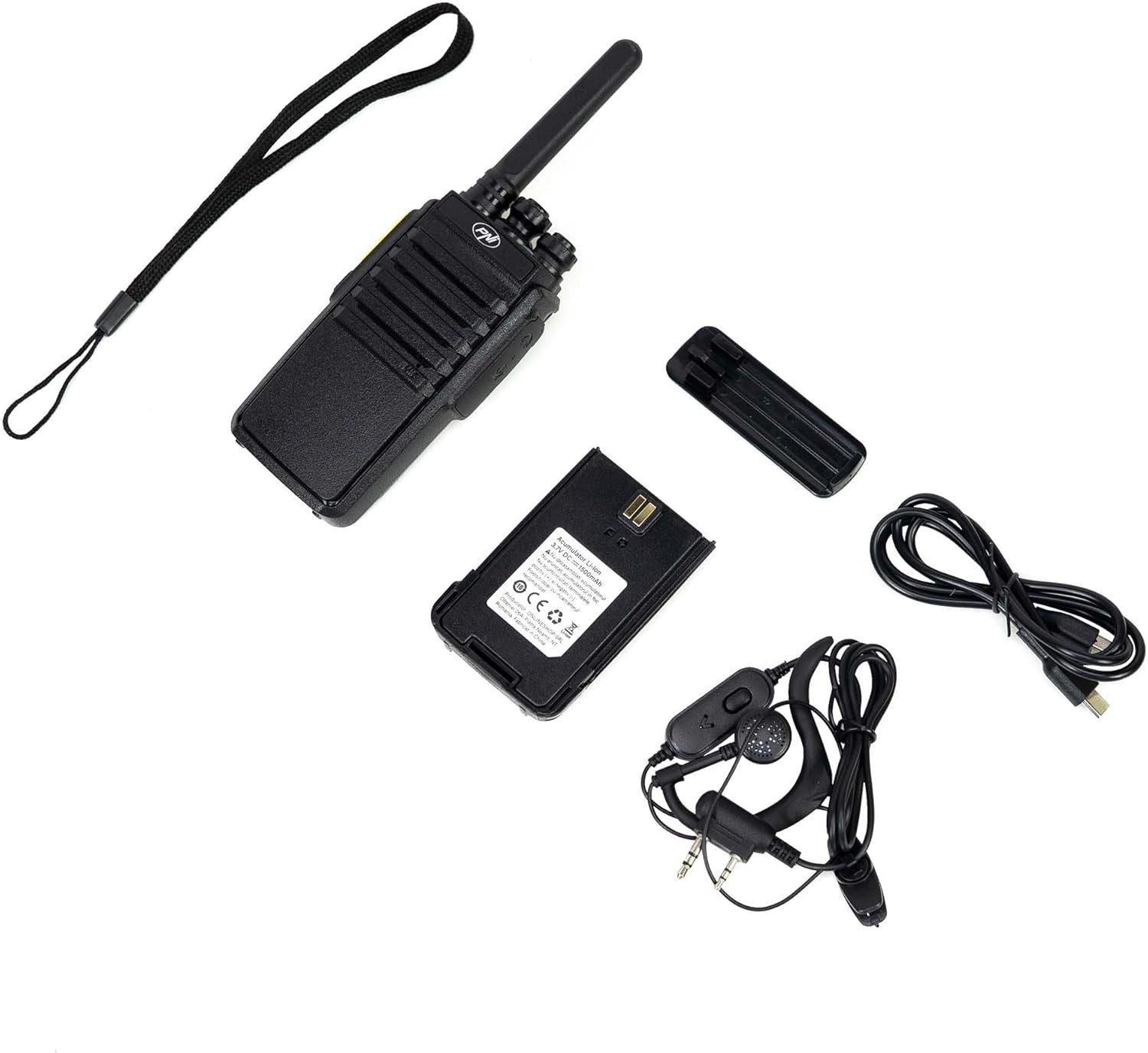 PMR446 Walkie Talkie VOX Programmable 16CH USB-C Radio w/ Headset