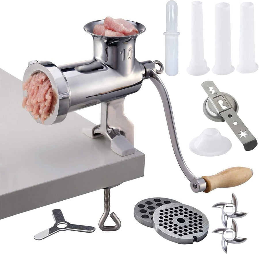 Stainless Steel Manual Meat Grinder Sausage Maker Clamp Mincer