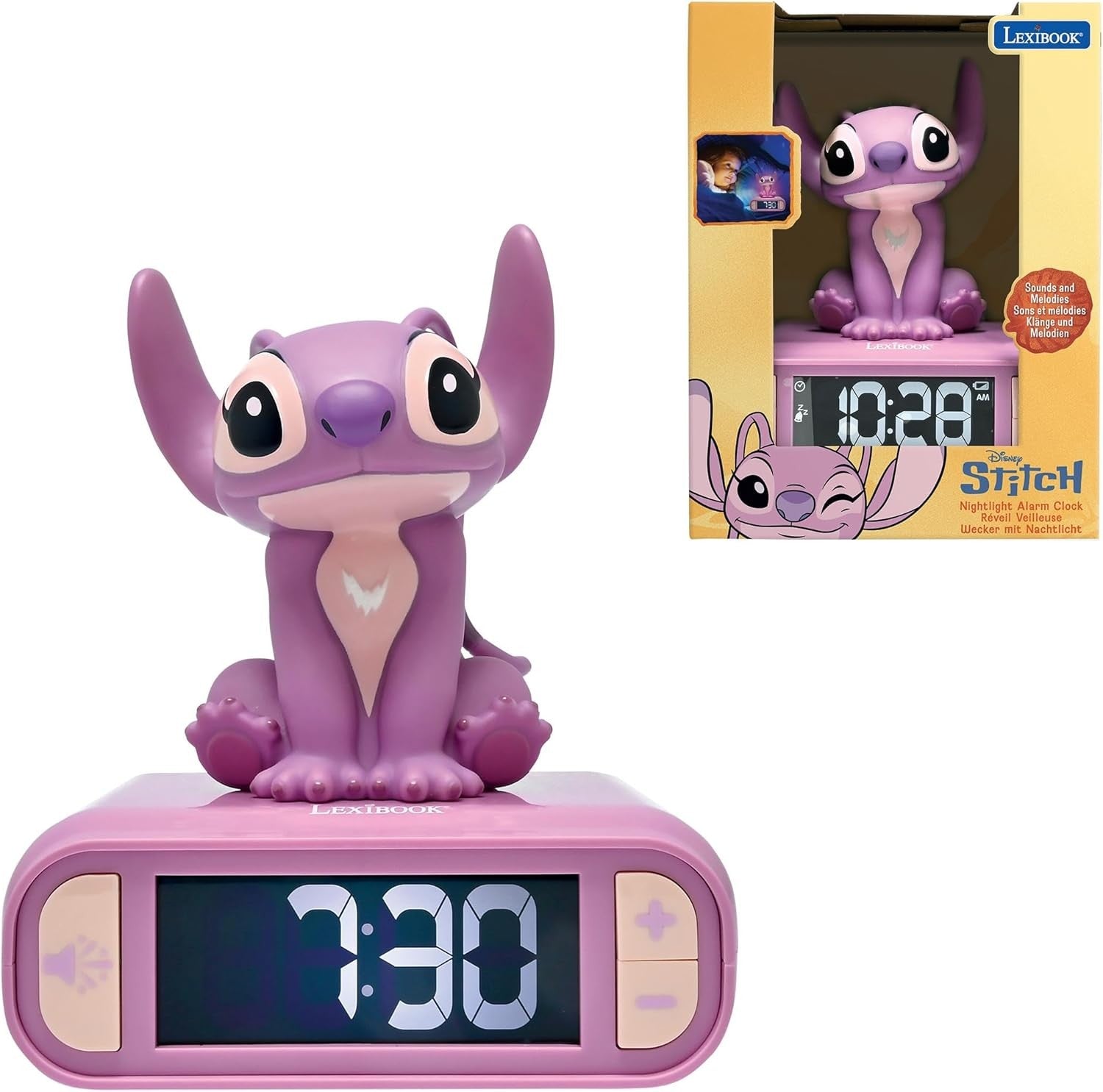 Kids Alarm Clock Night Light LED Display Snooze Sounds Cute Bedroom Gift
