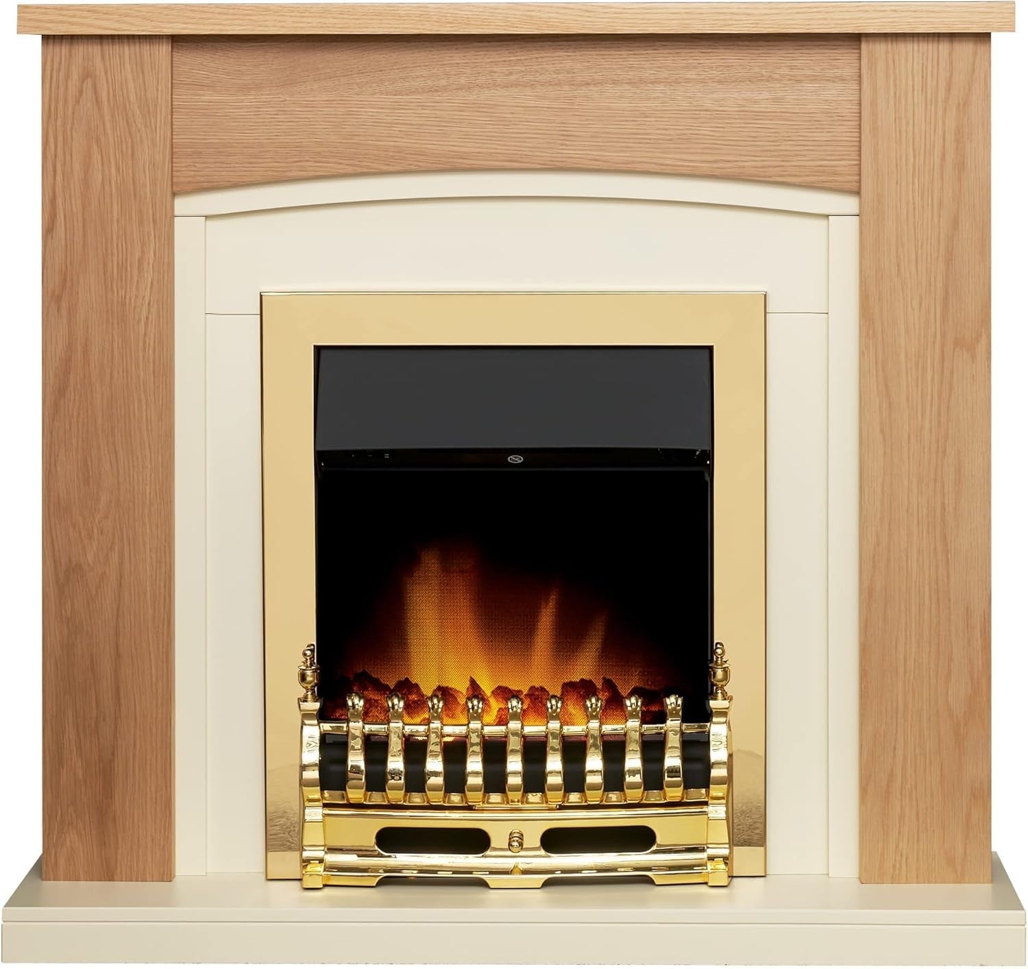Wall Mount Electric Fireplace 2kW Heat Adjustable Thermostat Oak Cream