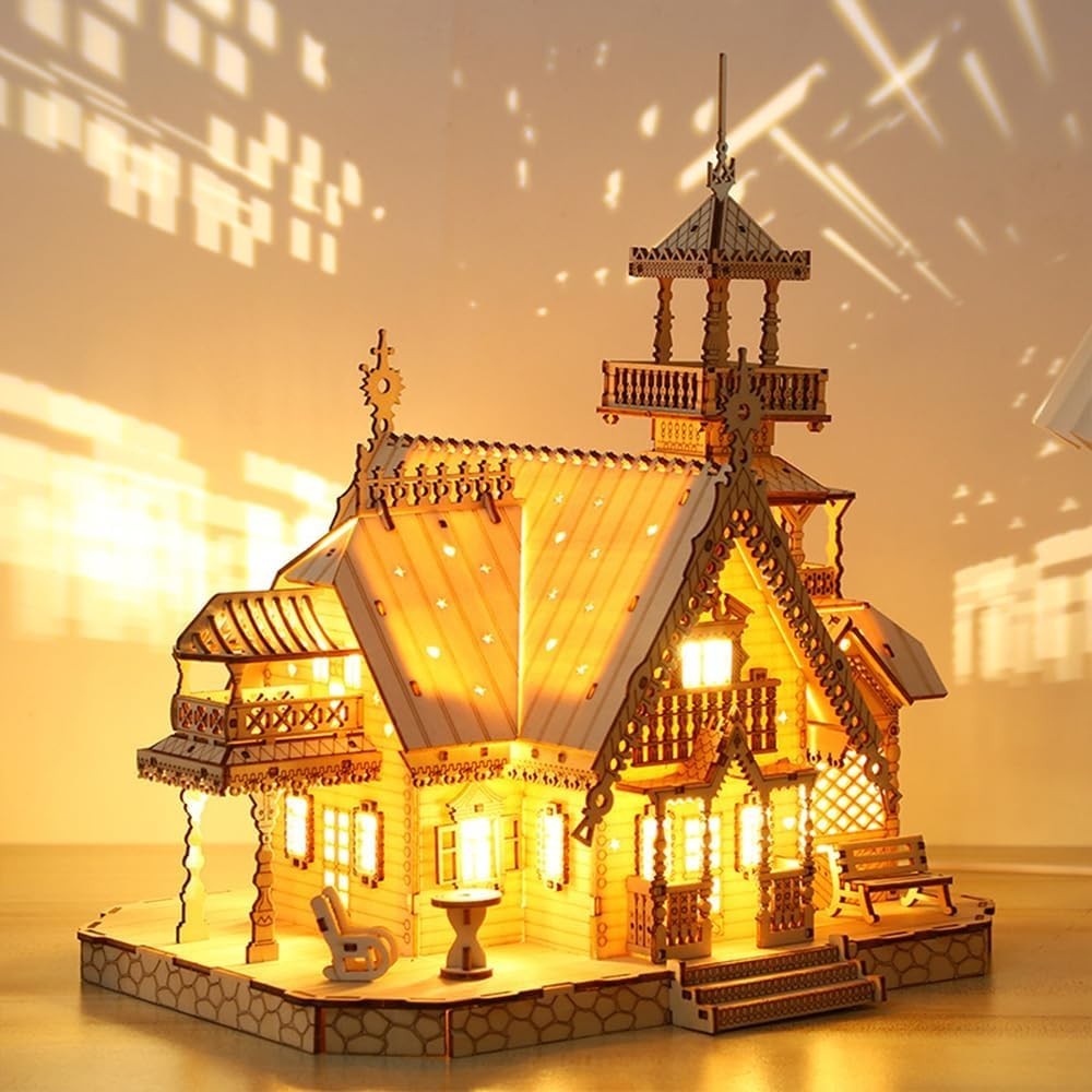3D Wooden Castle Puzzle Model – DIY Craft Kit for Adults & Kids