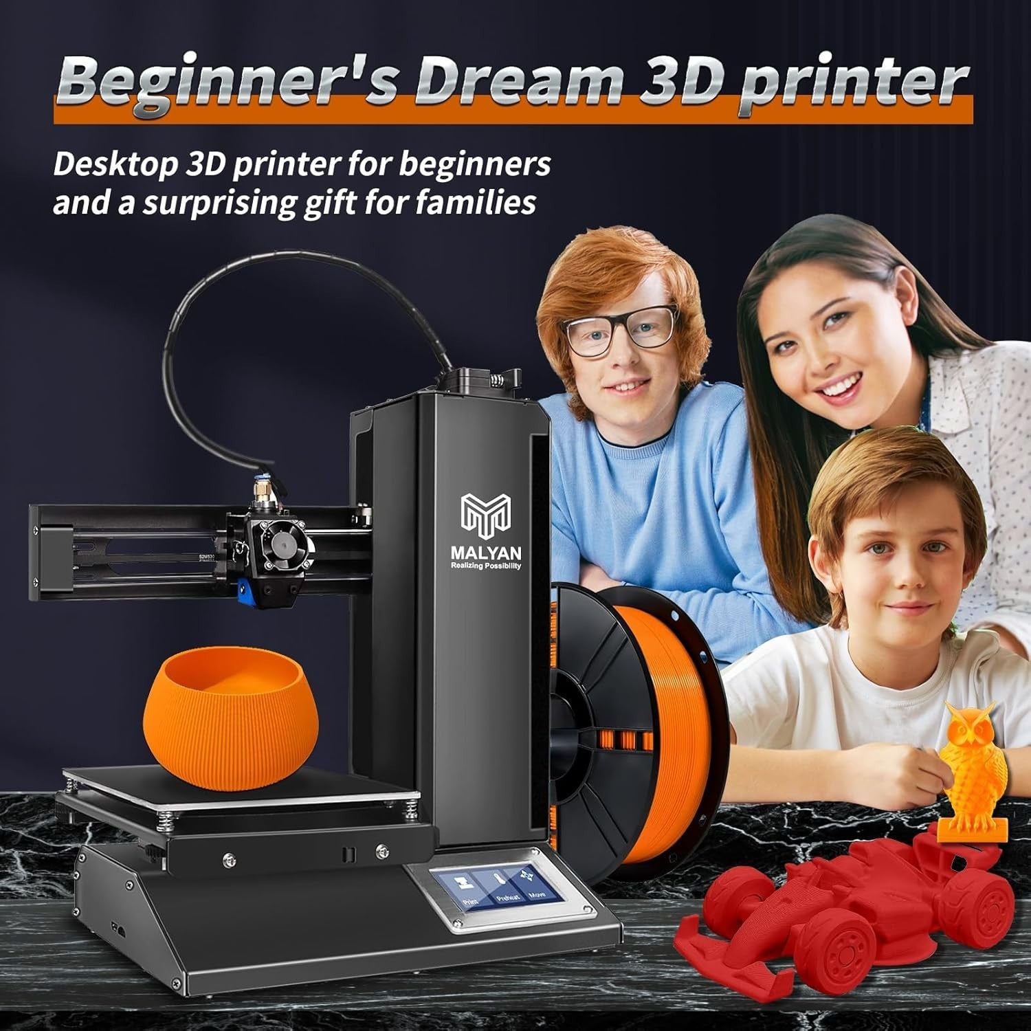 Fully Assembled Desktop 3D Printer Touch Screen Magnetic Bed Office Ready