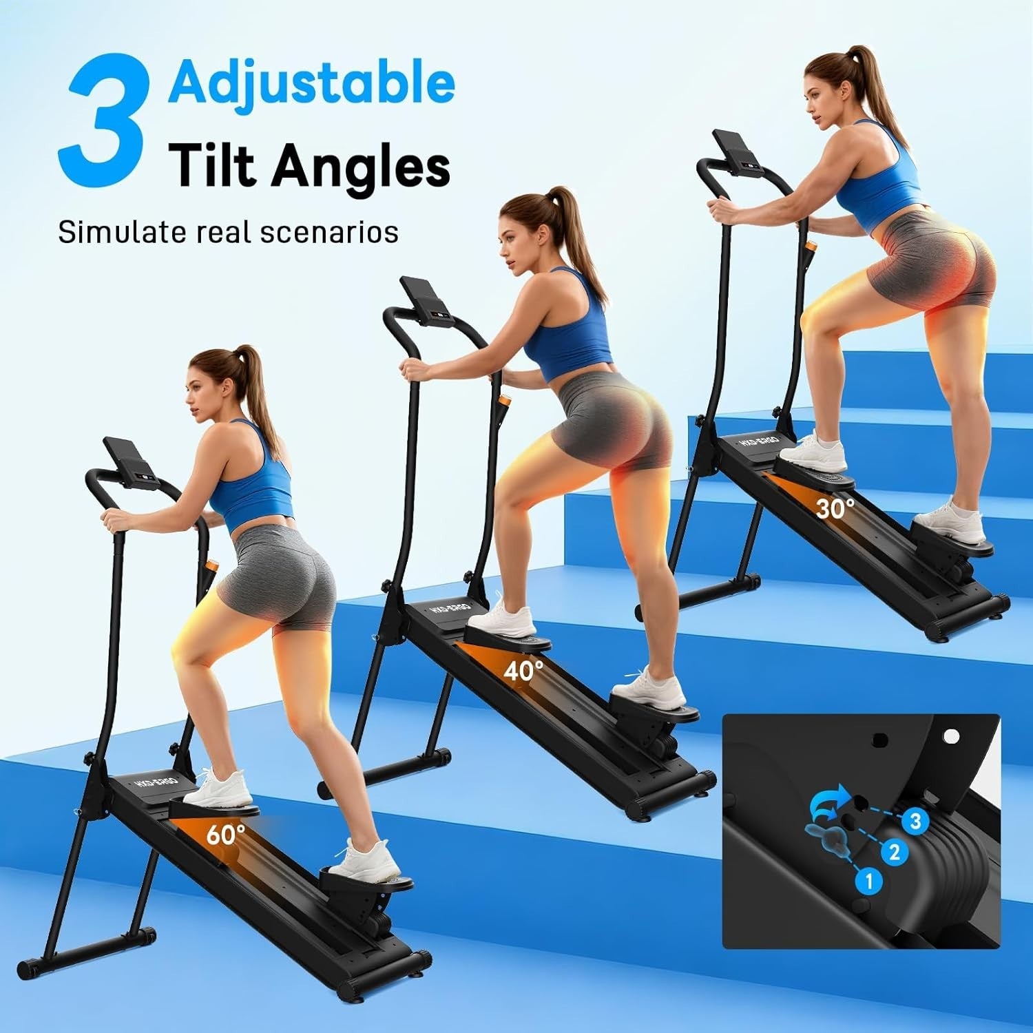 Foldable Magnetic Stair Climber w/ Adjustable Incline, Quiet Drive