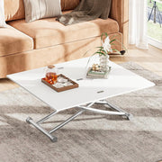 Height Adjustable Expandable White Coffee Dining Table Space Saving