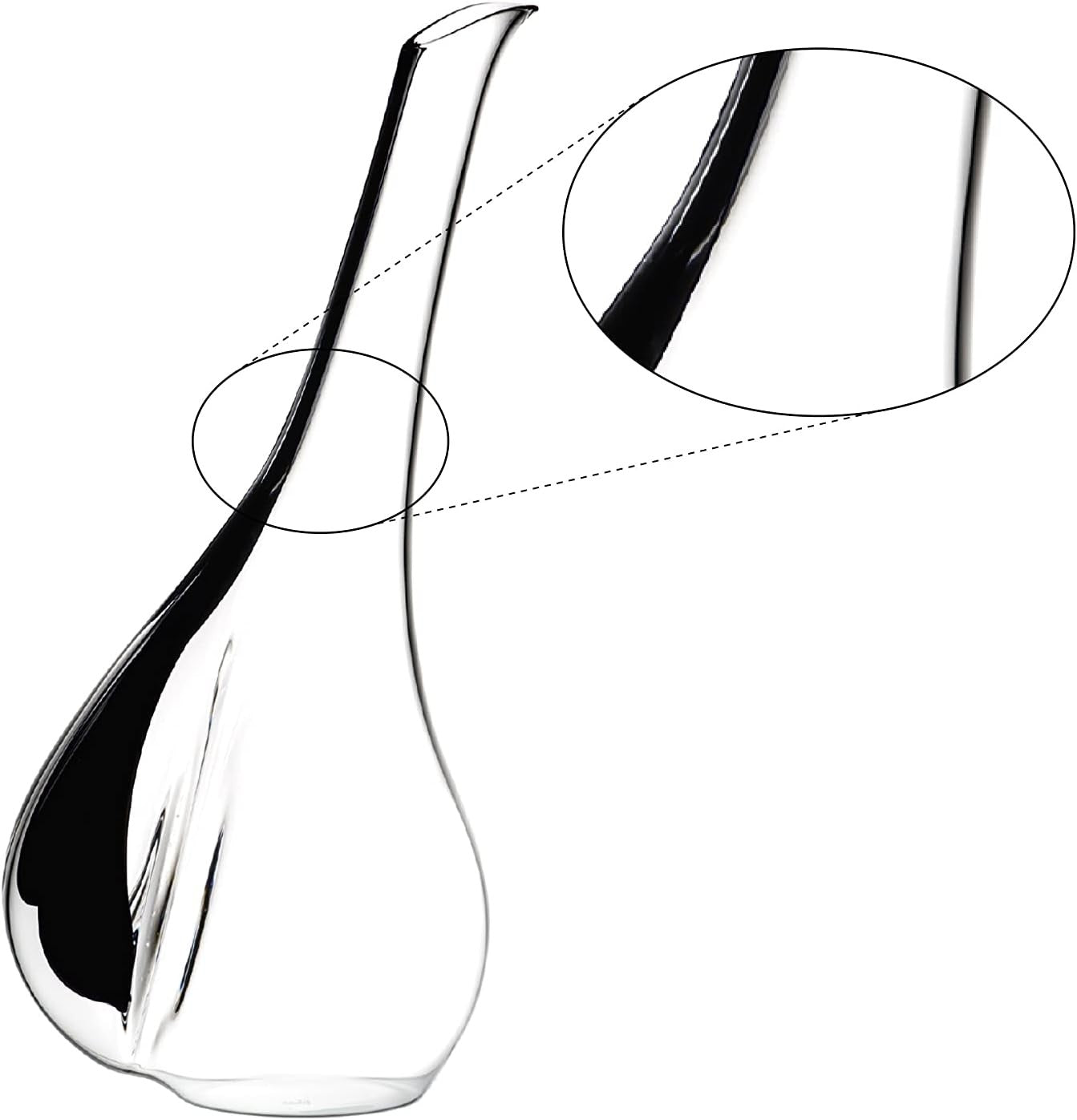 Elegant Crystal Wine Decanter 1.45L – Hand-Blown Black Tie Design Aerator