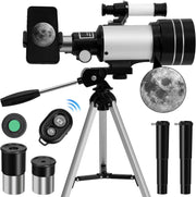 70mm Refractor Telescope for Kids and Adults, 15X to 150X with Tripod and Adapte