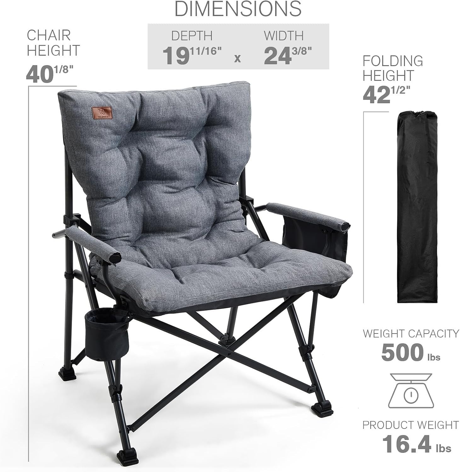 Oversized Folding Camping Chair Heavy Duty 230kg Padded Seat Outdoor Relax