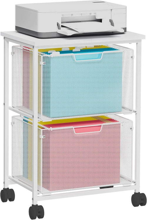 Letter Legal Rolling File Cabinet Cart 2 Drawer Mobile Storage White Storage
