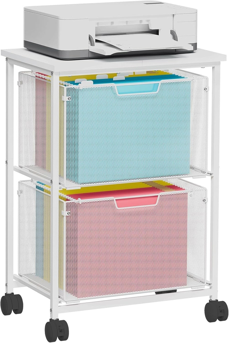 Letter Legal Rolling File Cabinet Cart 2 Drawer Mobile Storage White Storage