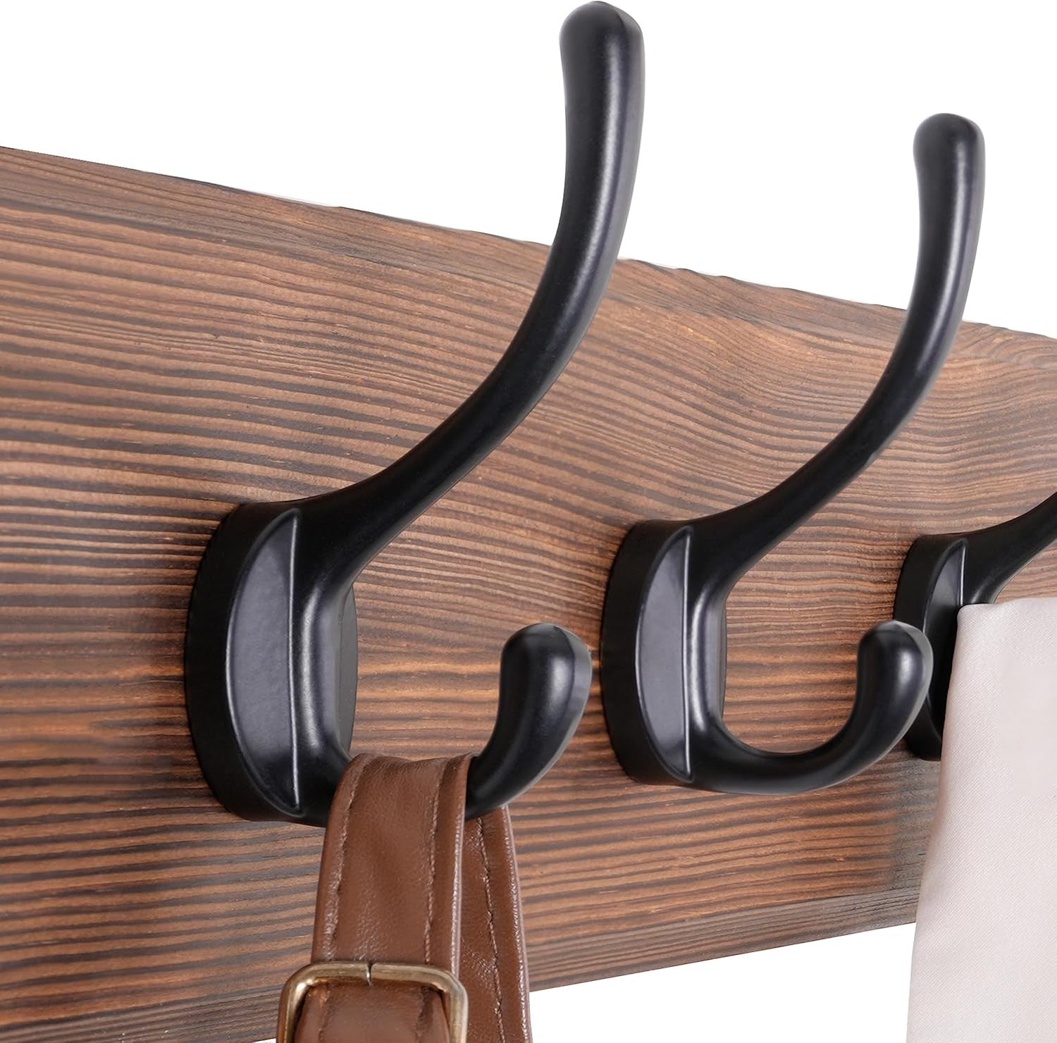 Rustic Solid Wood Wall Mounted Coat Rack with 10 Hooks | Farmhouse Style