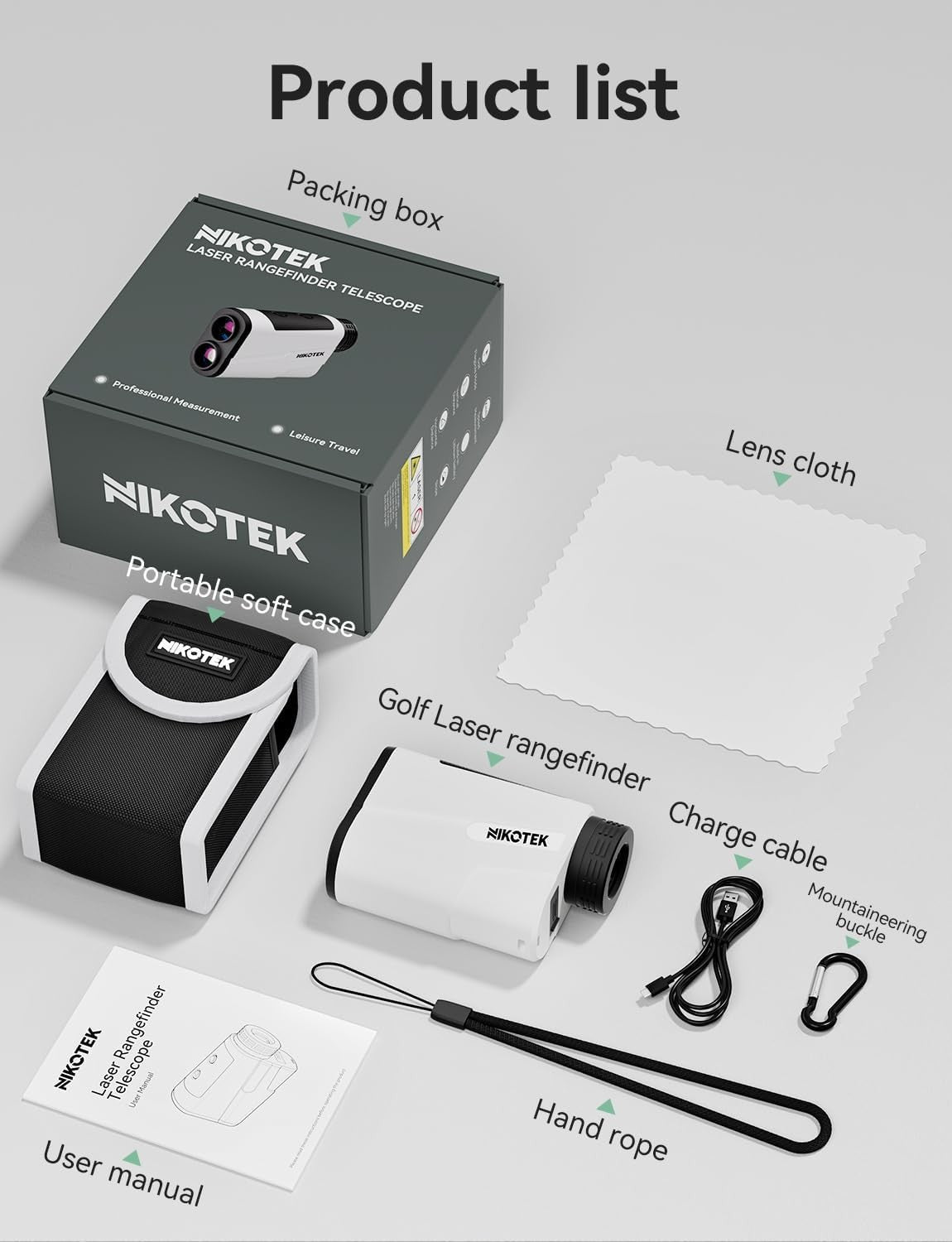Golf Range Finder 1000 Yards Slope Flag Lock Rechargeable Laser