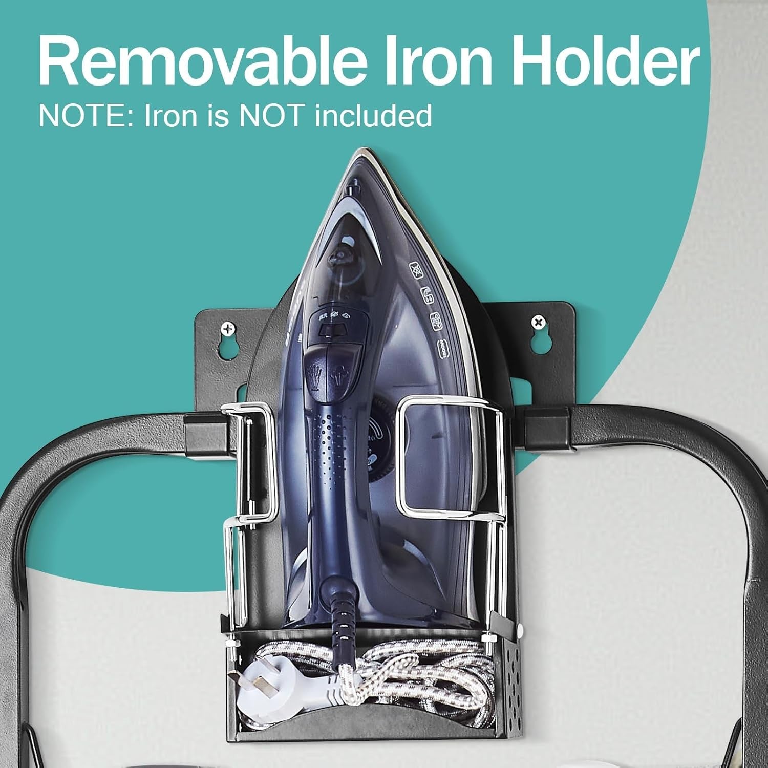 Door Ironing Board Space Saving Hanging Foldaway with Iron Holder
