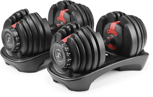 Adjustable Smart Dumbbells Pair 2.5–24KG Quick Dial Home Gym Weights